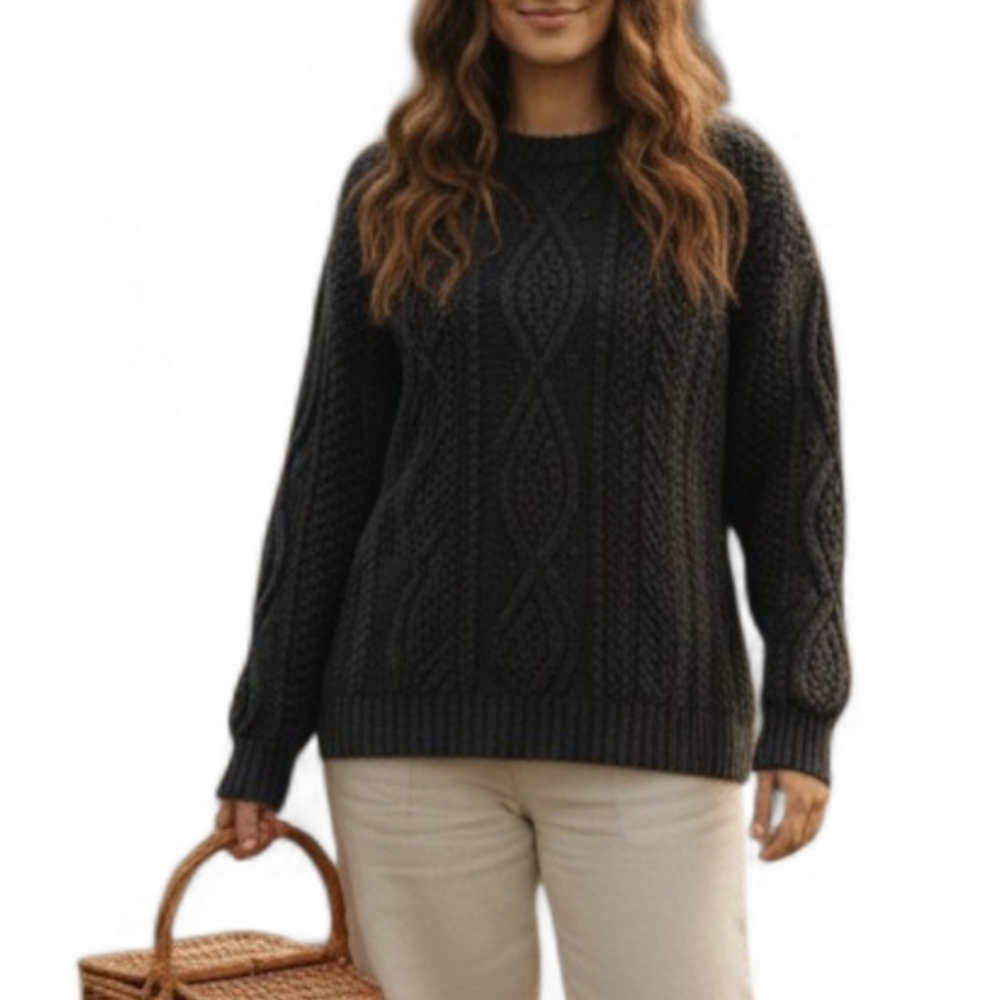Vintage express black oversized heavy knit sweater